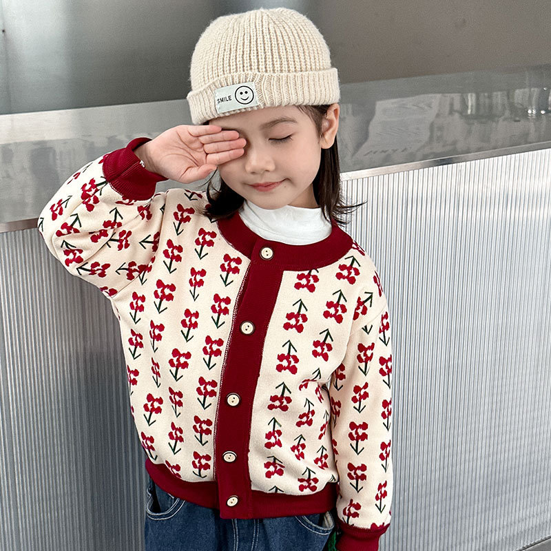 Picture of Autumn and winter new children's clothing boys and girls baby warm cardigan children's clothing all-match knitted coat thick outer wear