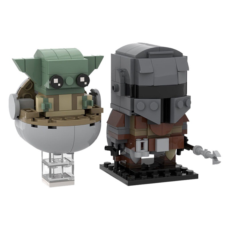 MOC Compatible Lego Star Wars Square Head Series 35477 Toys Mandalore and Little Yoda Small Particles