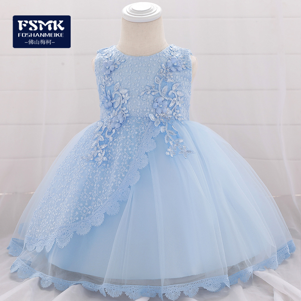 Cross-border applique baby baby dress princess dress newborn hundred days wine full moon children's wedding dress dress