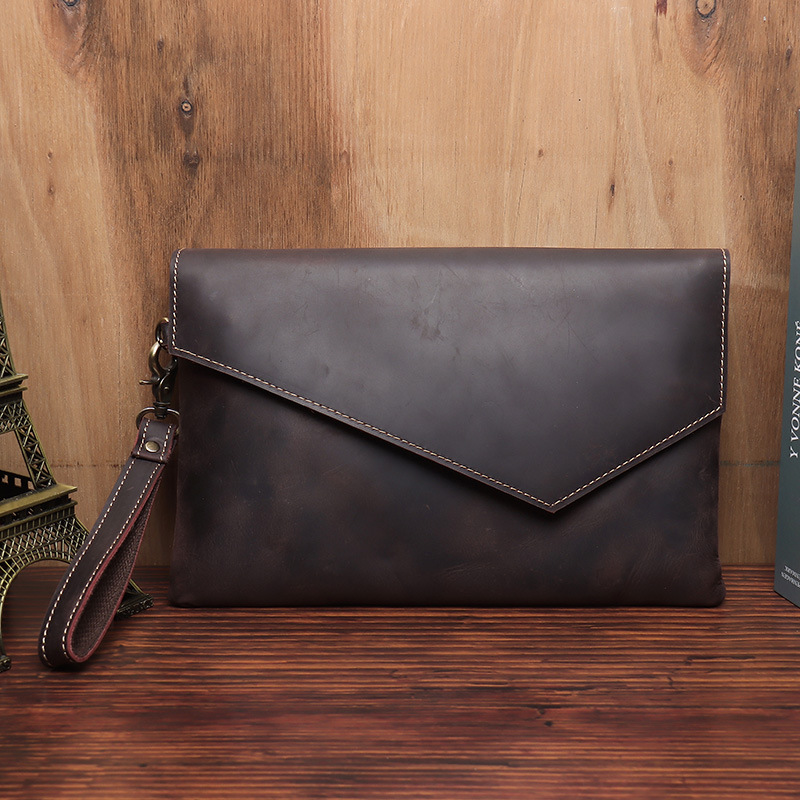 Picture of Vintage Genuine Leather Men's Clutch Casual Men's Handbag Top Layer Crazy Horse Cowhide Business Clutch Underarm Clutch Bag