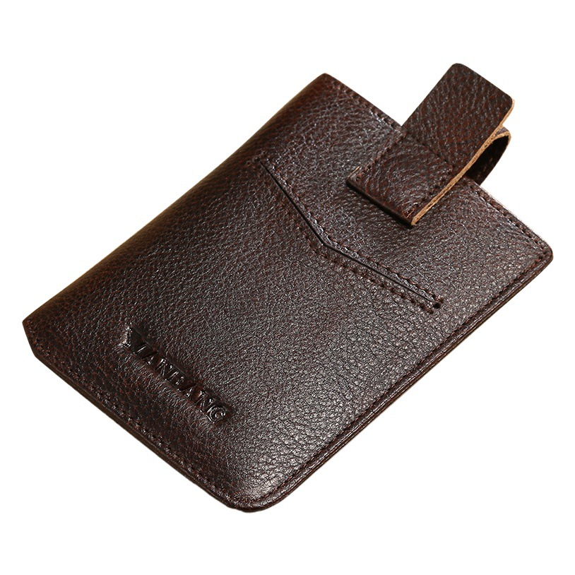 Cross-Border Dropshipping Manbang Men's Card Holder Anti-Theft Brush Thin First-Layer Cowhide Driver's License Leather Case Compact Mini Card Holder