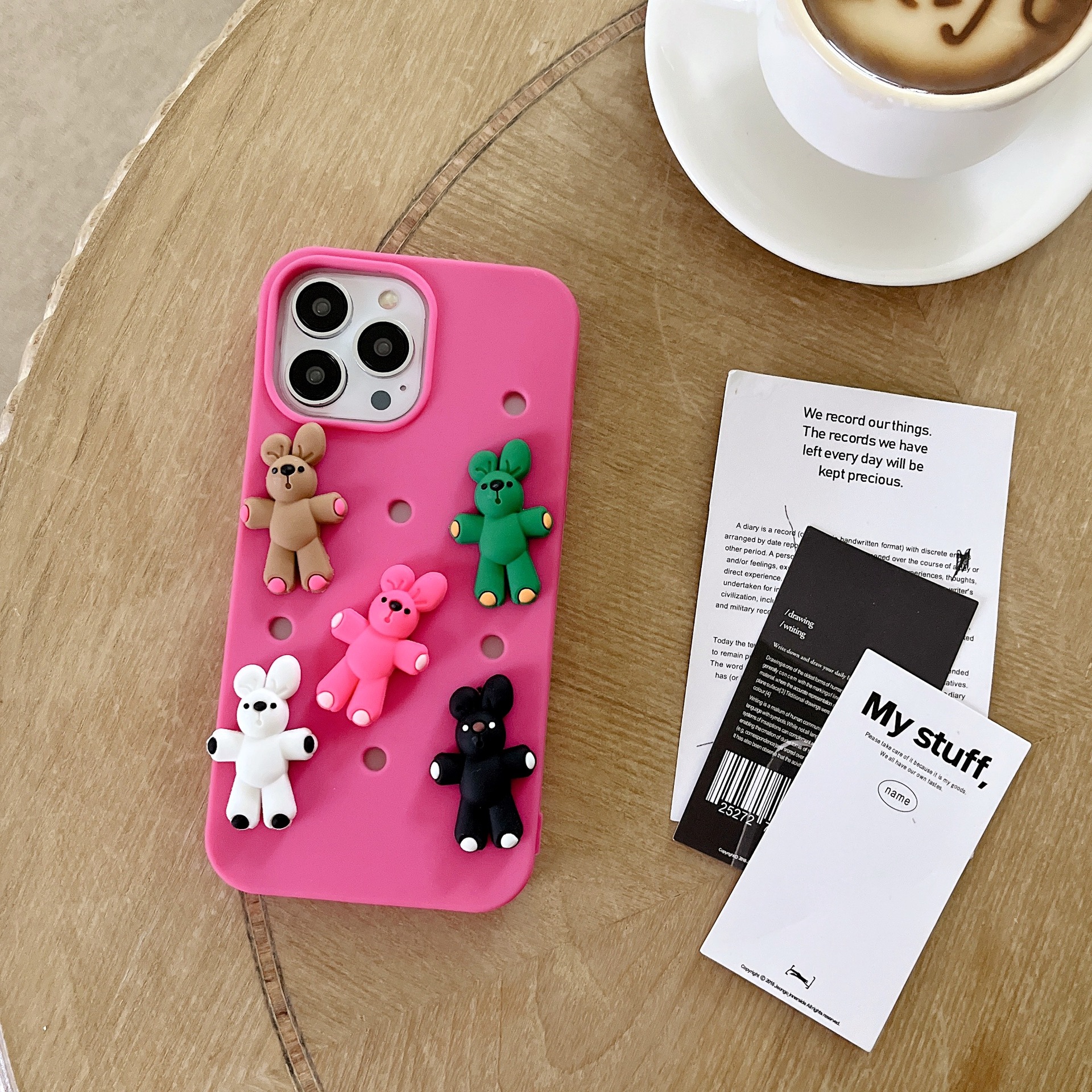 Picture of Hole Case DIY Stereo Korean Color Bear Case for iPhone 14Pro max Apple 12 Phone Case 11