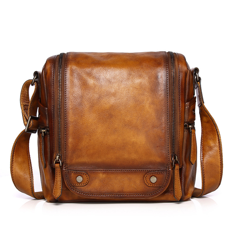 Picture of Summer New Retro Bag Top Layer Cowhide Men's Handmade Leather Bag Men's Genuine Leather Men's Bag Crossbody Bag Men's Shoulder Bag Men