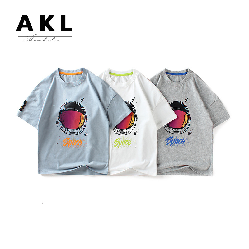 Picture of 2024 Summer Children's Wear Korean Style New Boys' Short Sleeve Mid-Big Children's Cotton Cartoon Printed Top Children's T-Shirt