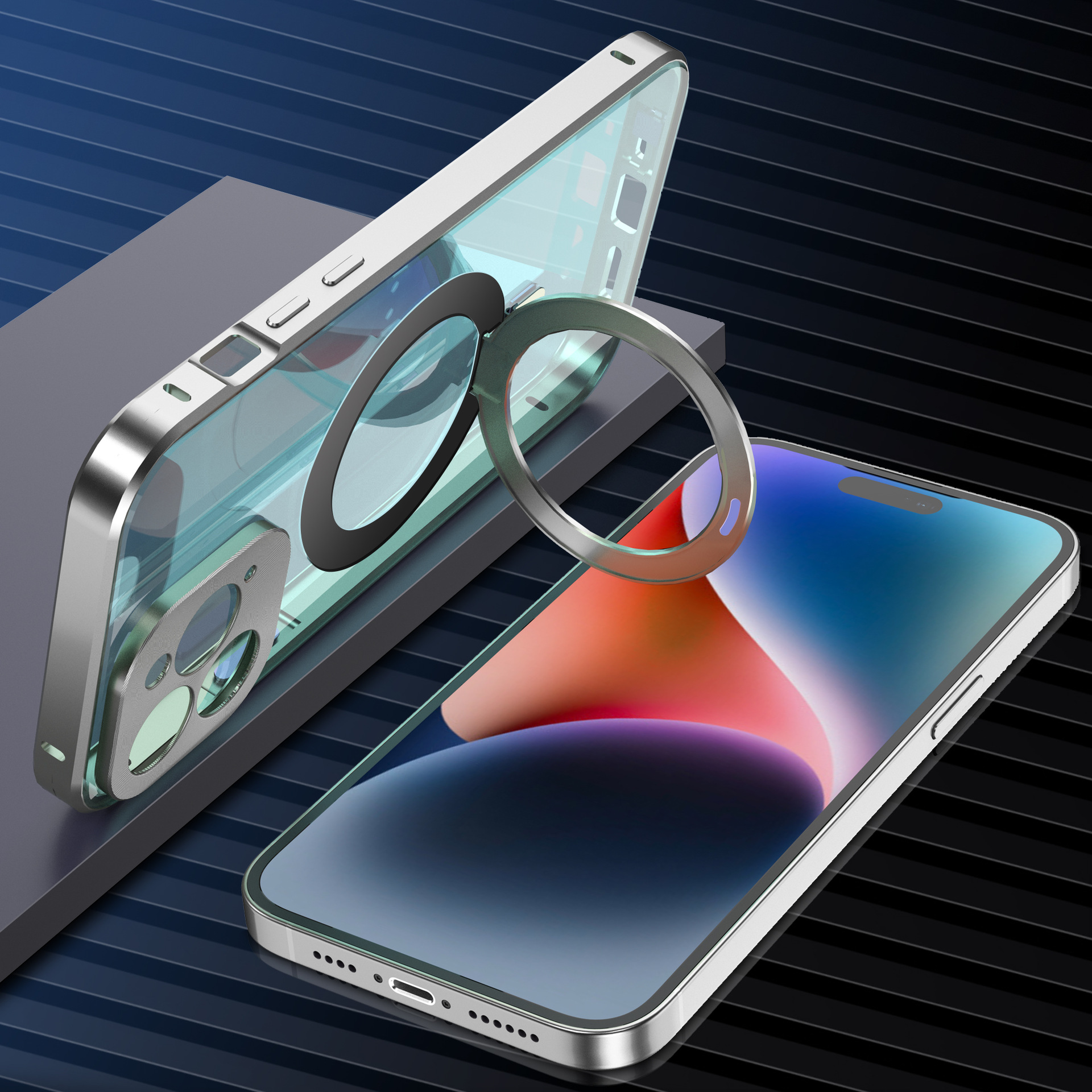 Picture of Suitable for iPhone16 Phone Case Magneto 15promax Metal Magnetic MagSafe Folding Bracket Sheath