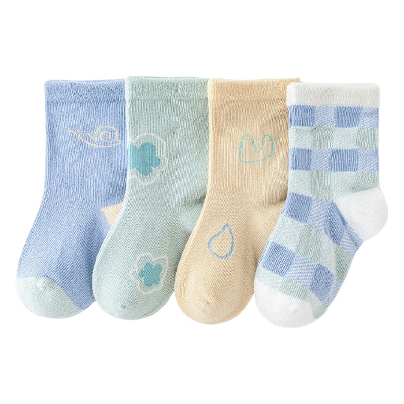 New Autumn and Winter Children's Socks Korean Style Breathable Baby Socks Class a Cotton Mid-Calf Socks for Boys Aged 0-3 Years Wholesale