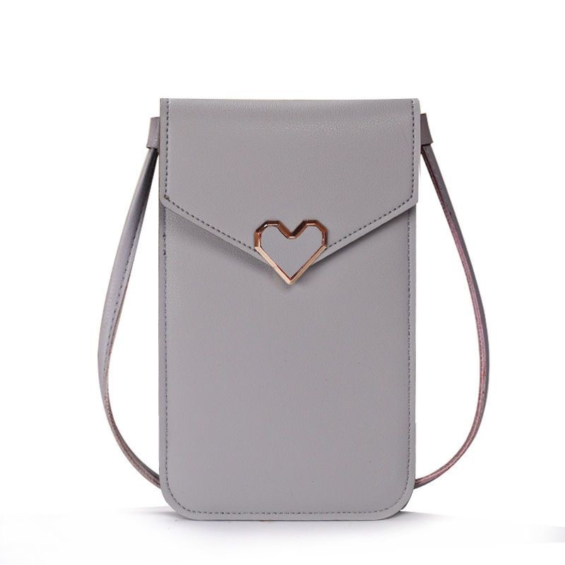 Picture of 2023 New Student Mini Crossbody Women's Bag Women's Heart-Shaped Decorative Transparent Touch Screen Casual Retro Mobile Phone Bag