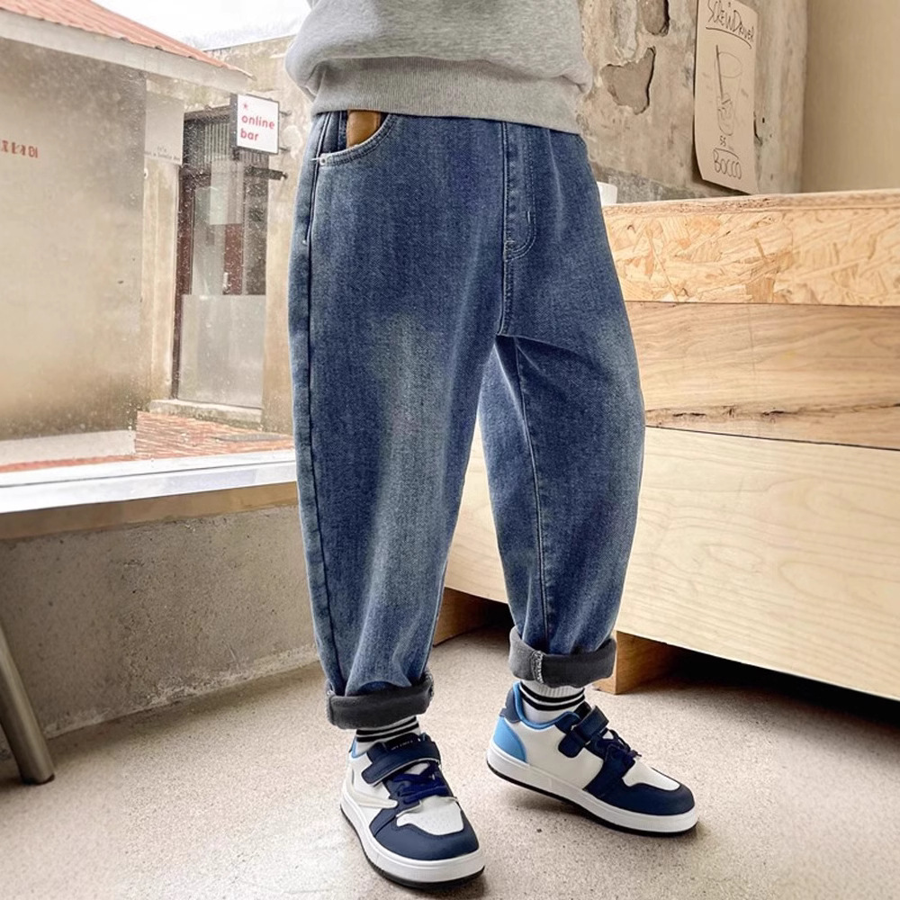 Picture of Boys' Velvet Pants, Autumn and Winter Jeans, Autumn Clothing, 2025 New Kidsren's All-In-One Velvet Pants, Big Kidsren's Pants, Trendy