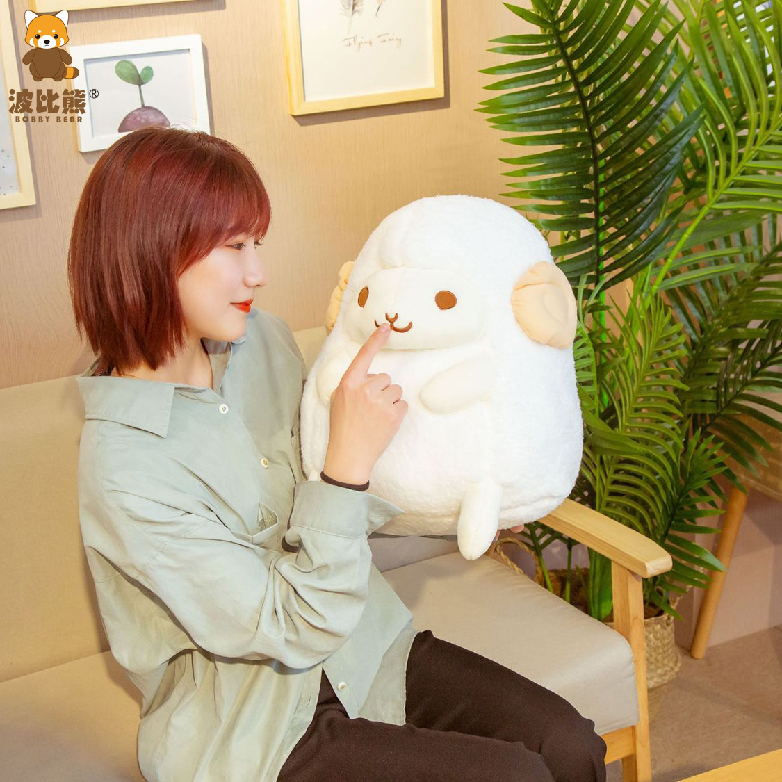 Picture of New Bubble Velvet Sitting Round Three-color Sheep Plush Toy Doll Cross-border Plush Toy Grasping Machine Doll