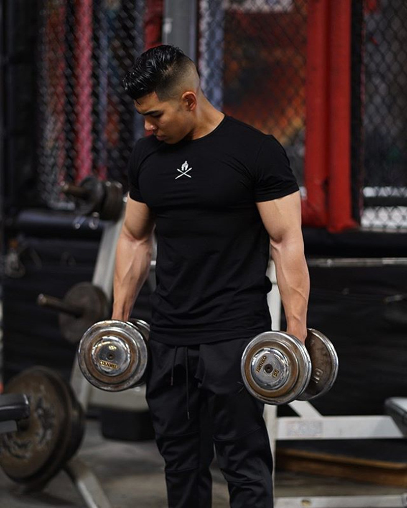 Picture of 2020 summer muscle running sports training short sleeve men's leisure slim cotton T-shirt fitness clothing factory direct sales