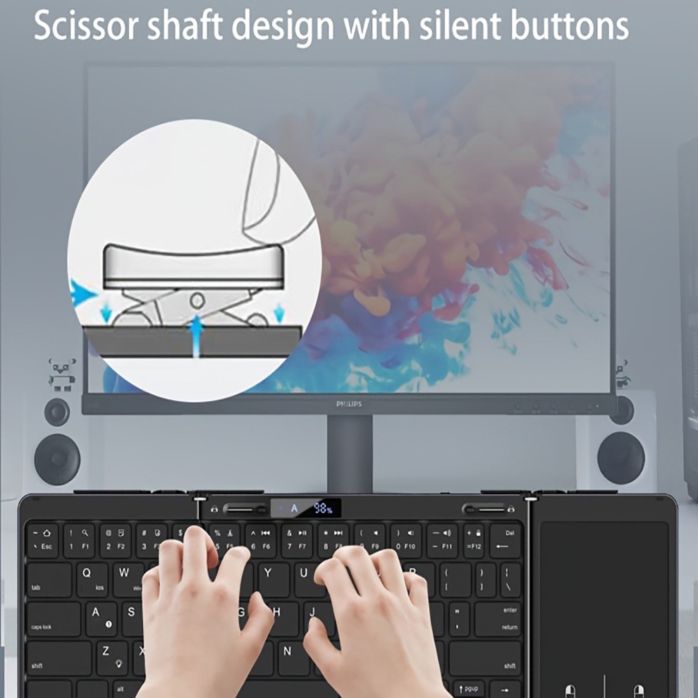 Picture of New Product 70% off Bluetooth Touch & Numeric Keyboard Battery Screen Display Aluminum Alloy Bluetooth Keyboard Silent Office