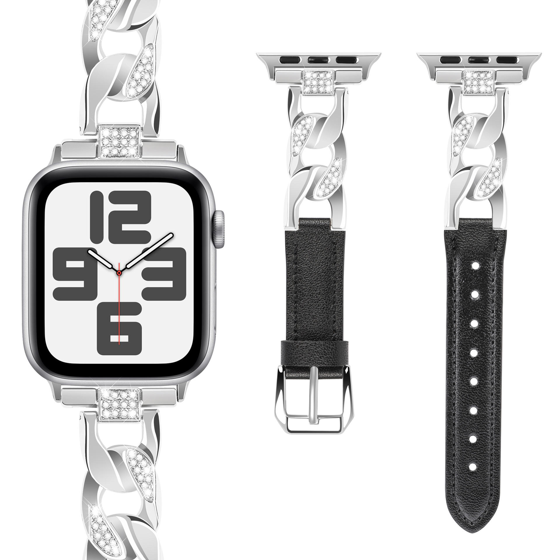 Picture of Suitable for Apple Watch strap Diamond denim chain belt iwatch98ultra2 woven color leather strap