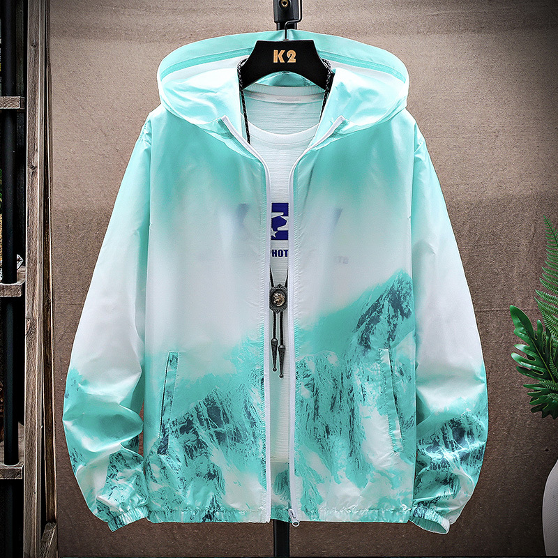 Picture of New summer sun protection clothing men's lightweight breathable hooded gradient skin clothing Outdoor Fishing Couple sun protection clothing women