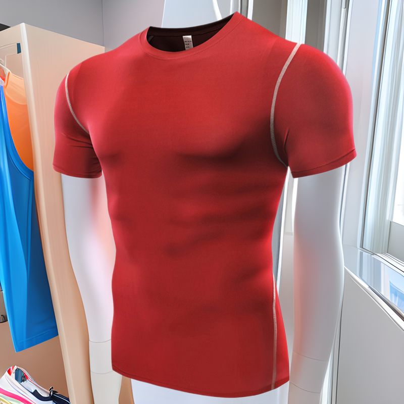 Picture of Sports Short Sleeve Men's Quick-Dry T-Shirt Stretch Tight PRO Football Basketball Training Base Clothes Running Fitness Top