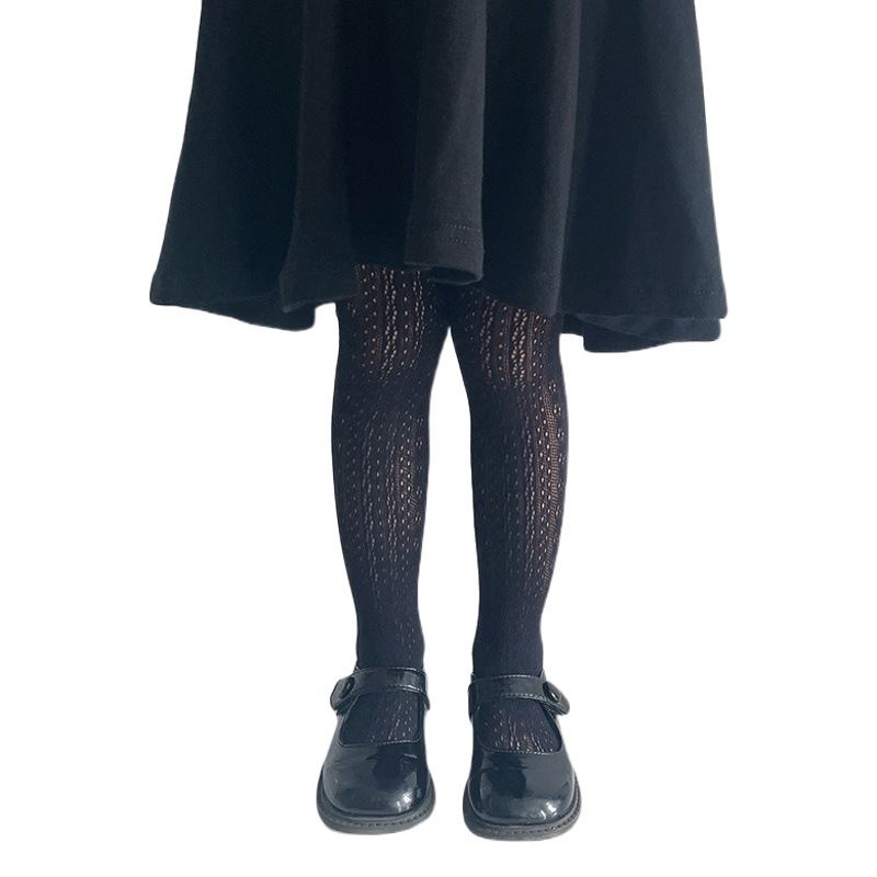 Children's pantyhose spring and summer thin breathable hollow mesh front and rear wear small chrysanthemum solid color bottoming pantyhose