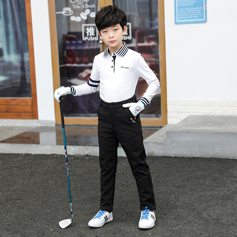 Picture of TTYGJ Golf Children's Clothing Autumn Boys and Girls Korean Slim-fit Breathable Long-sleeve Children's Lapel T-shirt
