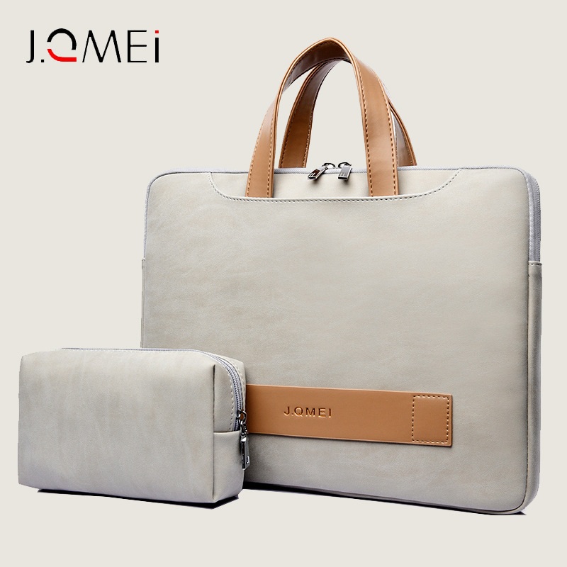 Cross-Border Jiquanmei Laptop Bag Fashionable Men's and Women's Pu Laptop Bag 13/16/ 17inch Waterproof Briefcase