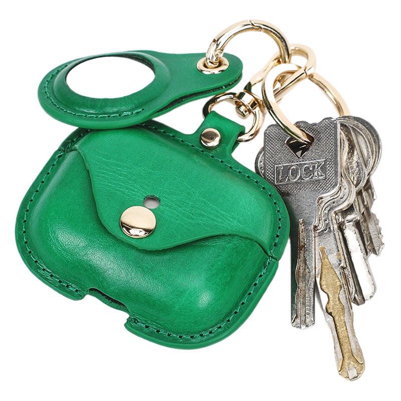Suitable for airpodspro Earphone Case Apple Airtag Genuine Leather Protective Case Two-in-One Keychain suit in stock