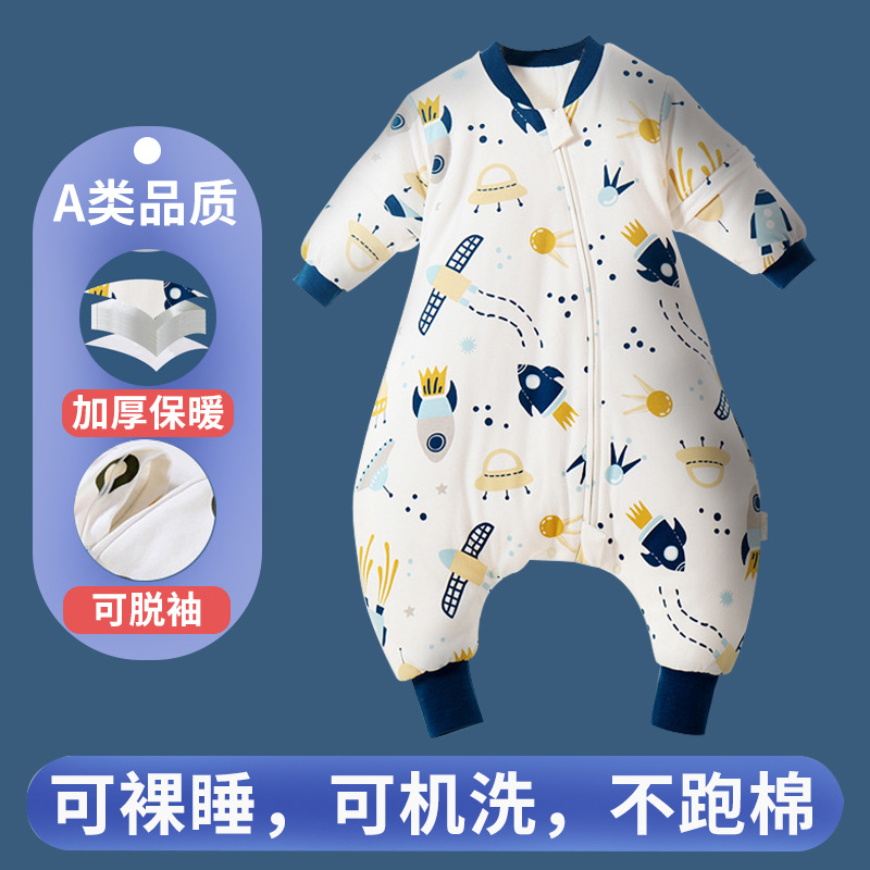 Picture of Spring and Autumn Thin Children's Sleeping Bag Constant Temperature Infant and Toddler Class a Split Leg Sleeping Bag Cartoon Pure Cotton Baby Sleeping Bag with Detachable Sleeves