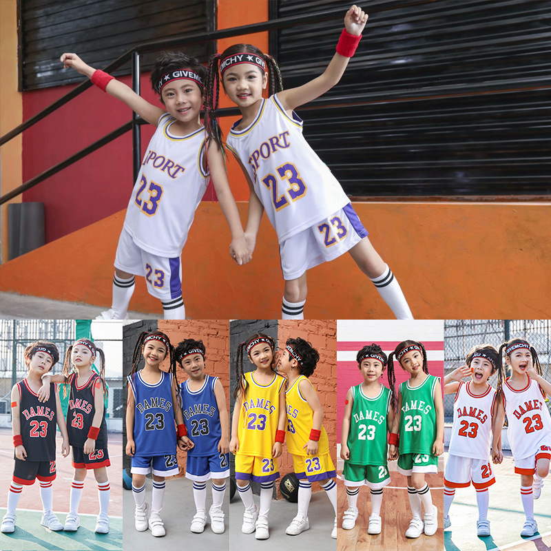 Picture of Children's Basketball Suit suit Printing Training Suit for Primary School Students Girls Boys Kindergarten Baby Performance Suit Basketball Jersey