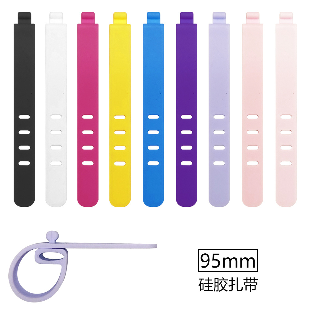 Picture of 95mm four-hole silicone data cable tie winder wire digital storage cable organizer Cord Organizer