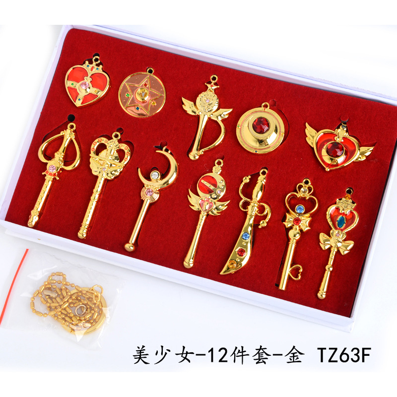 Sailor Moon Necklace suit Transformer Cane Hanging Necklace Sailor Animation Peripheral Pendant New Product