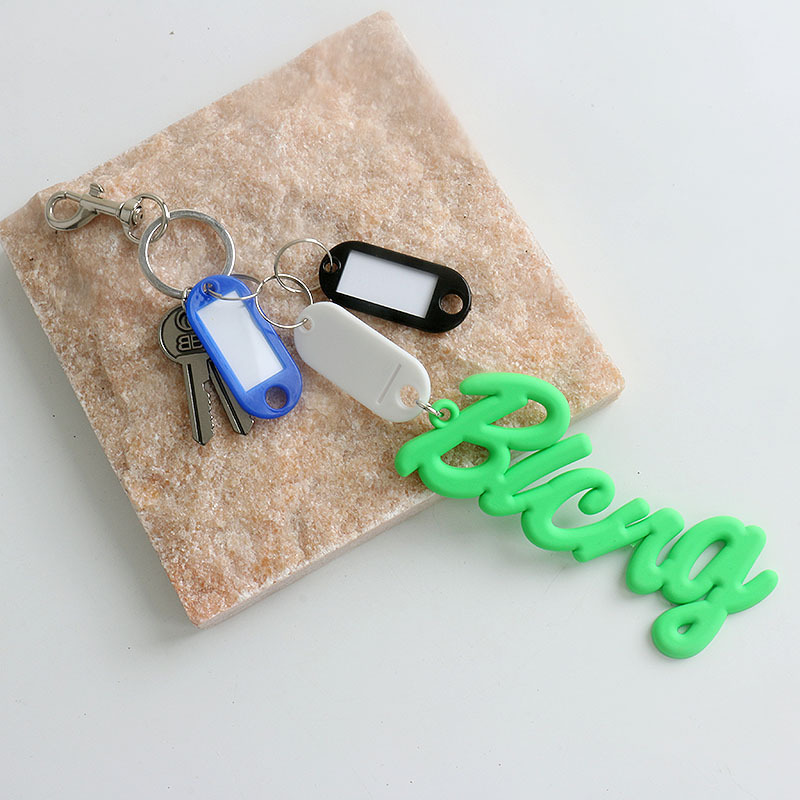 Picture of B retro exaggerated soft silicone large letter key chain rodeo bag pendant personality car key ring accessories
