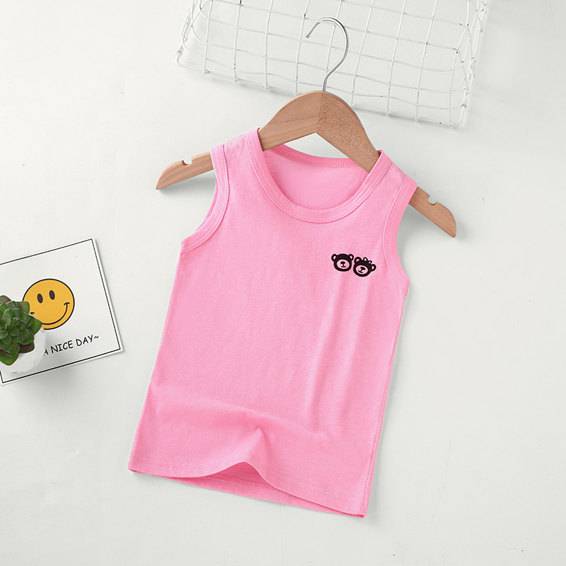 Picture of Summer Children's loose casual I-shaped round neck vest boys and girls solid color cotton vest sleeveless undershirt bottoming top