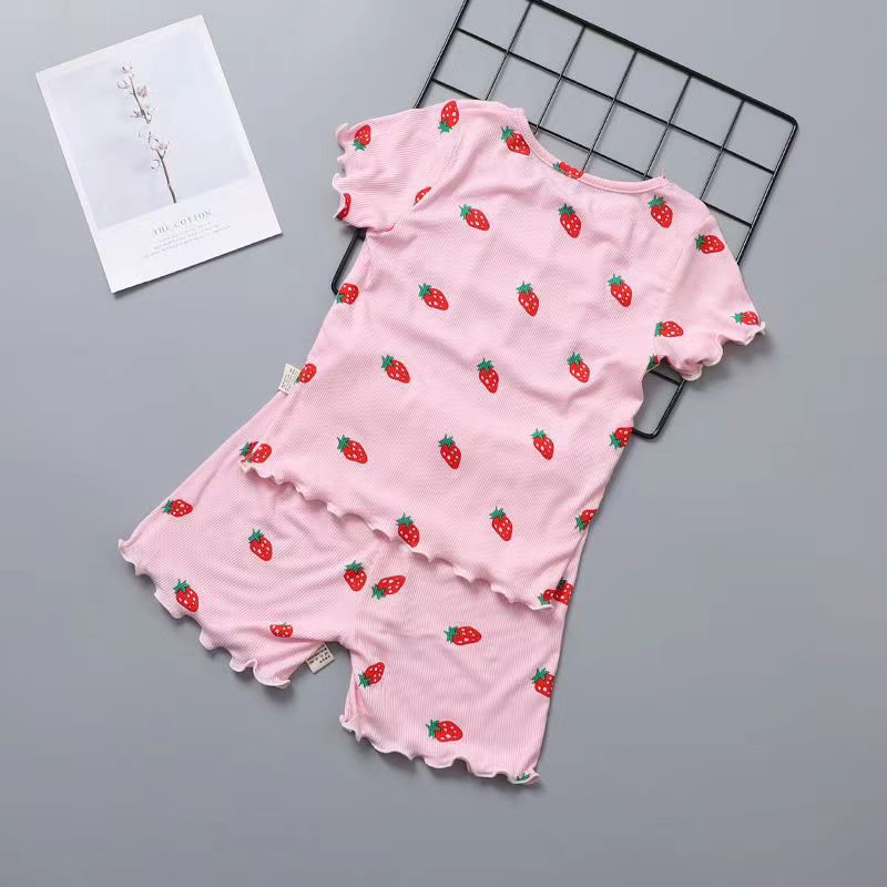 Picture of Ice Silk Summer New Girls' Outer Wear Short Sleeve Floral suit Baby Summer Two-piece Korean Style Pajamas
