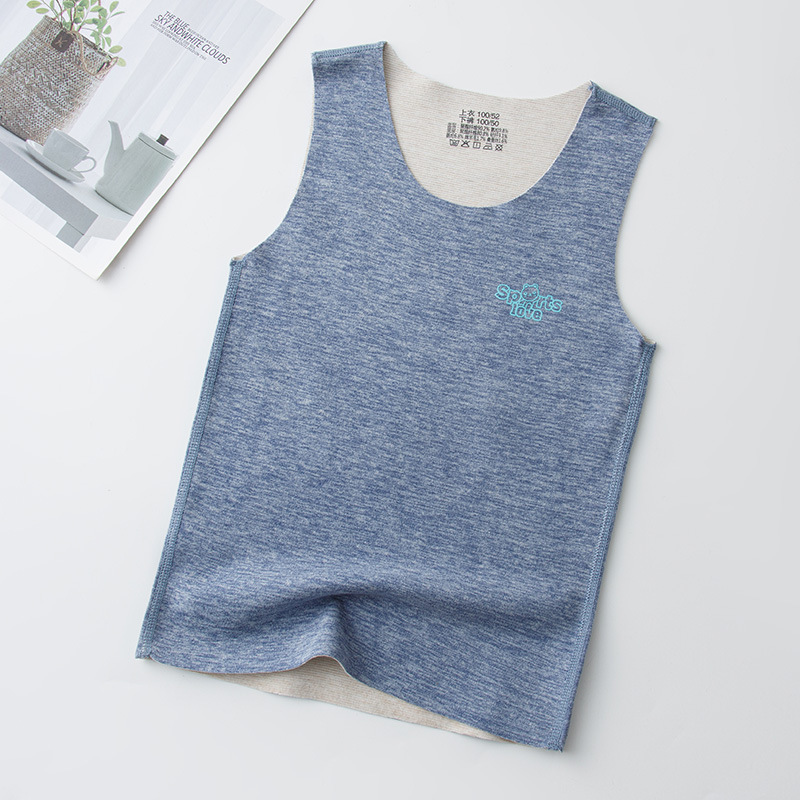 Picture of Children's silk vest autumn and winter girls' brushed bottoming shirt men's seamless cashmere underwear children's warm baby vest