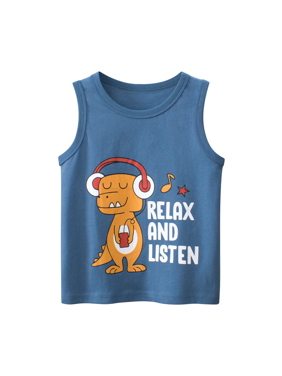 Picture of 27kids Korean children's clothing wholesale male baby clothes dinosaur cartoon children's vest cross-border supply factory direct