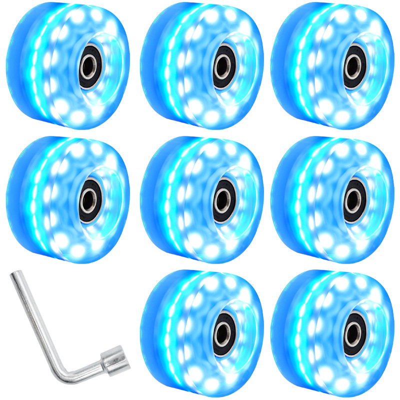 Picture of High Flash Six-light Double Row Roller Skate Luminous Wheel Four-wheel Roller Skate Flash Wheel Skating Rink Indoor Outdoor Wheels