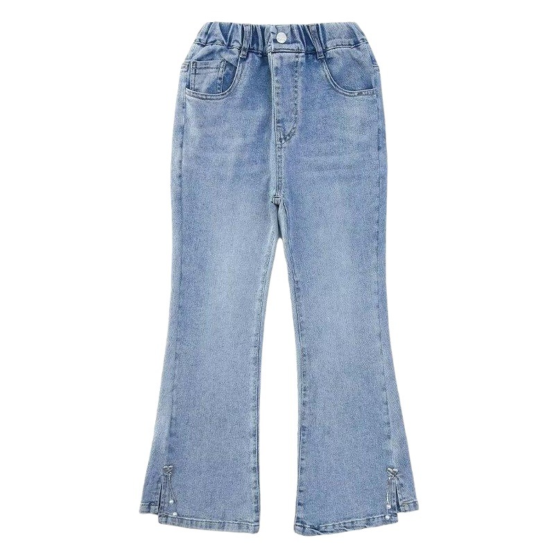 Girls' Summer Jeans 2024 New Arrival Korean Style Children's Casual Trousers Women's Mid-Big Children's Trousers Summer Flared Pants