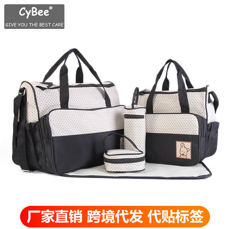 Picture of Fashionable Crossbody Waterproof Mummy Bag Five-piece Set Multi-functional Large Capacity Mother Bag Shoulder Portable Mother and Baby Bag