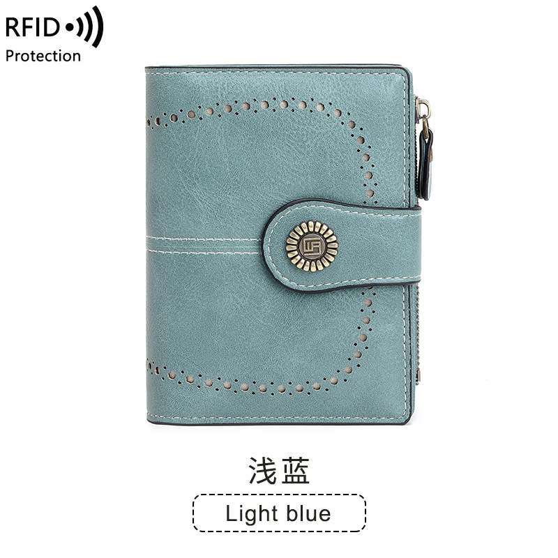 Picture of Wallet Women's Fashion Cross-Border Rfid Anti-Magnetic Wallet Short Zipper Buckle Wallet European and American New Large Capacity Women