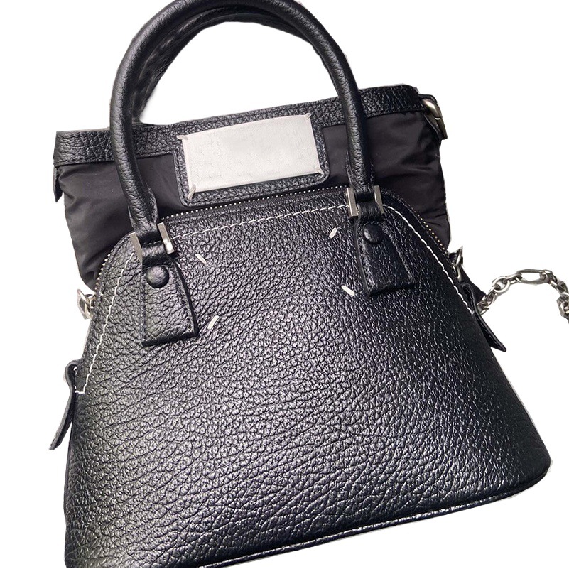 Mini Shell Bag Women's Bag 18cm Half Hand-stitched Wax Line eve Imported Cowhide Women's Bag Shoulder Bag Bowling Bag
