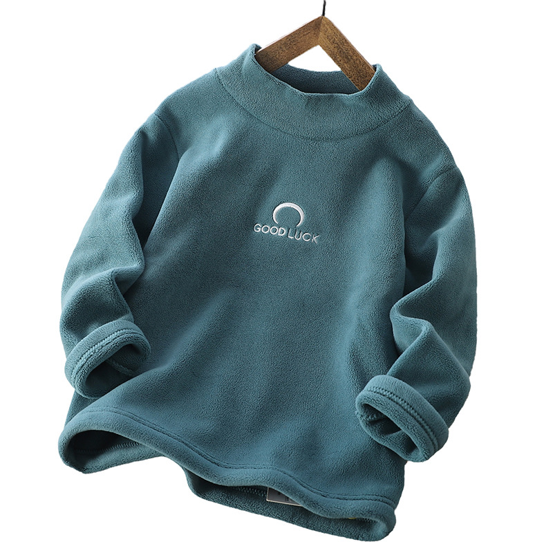 Picture of Children's Double-Sided Velvet Bottoming Shirt 2024 Winter New Men's and Women's Half Turtleneck Warm Long-Sleeved Shirt Korean Style Medium and Large Kidsren's Trbottom
