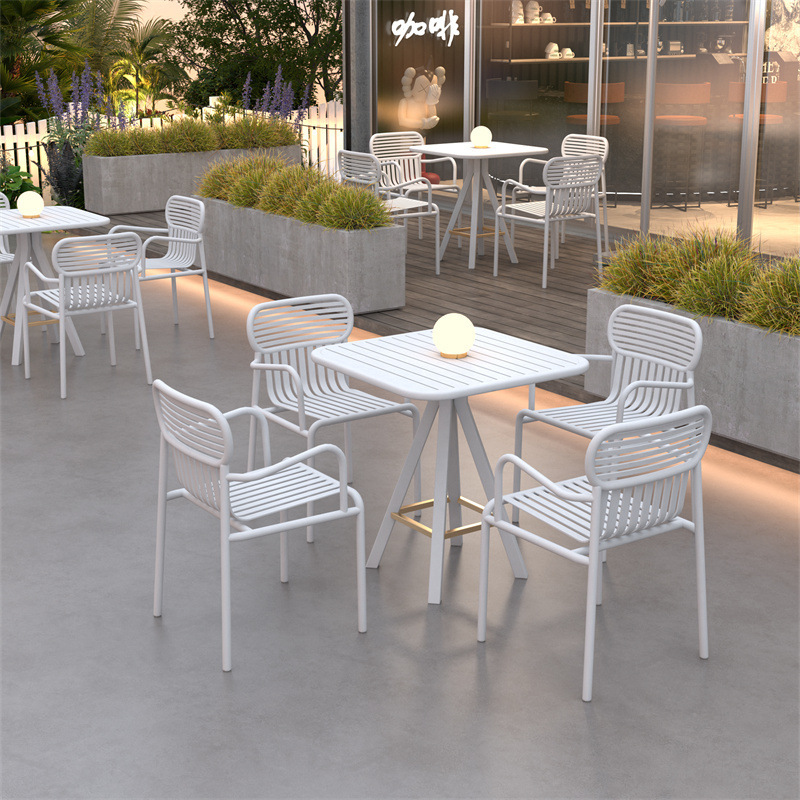 Picture of Outdoor Wrought Iron Courtyard Table and Chair Combination Cafe Internet Celebrity Metal Dining Table and Chairs Bar Industrial Style Outdoor Table and Chairs