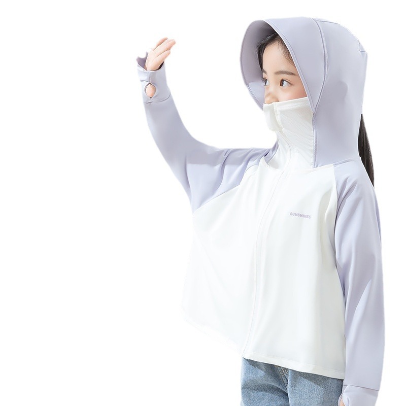 Picture of Children's Sun Protection Clothing 50 Summer Years Old Summer Thin Cool Girl's Sun Protection Clothing Ice Silk Breathable Light Protection Jacket 3-6