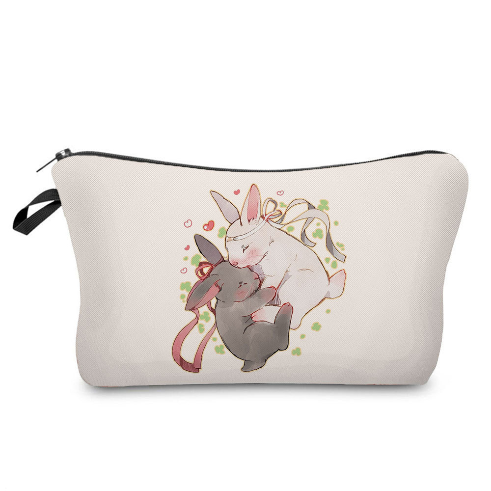 Picture of Trendy cartoon new rabbit printed cosmetic bag fashionable cute drop-resistant storage bag large capacity wash bag