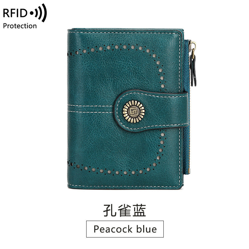 Picture of Wallet Women's Fashion Cross-Border Rfid Anti-Magnetic Wallet Short Zipper Buckle Wallet European and American New Large Capacity Women