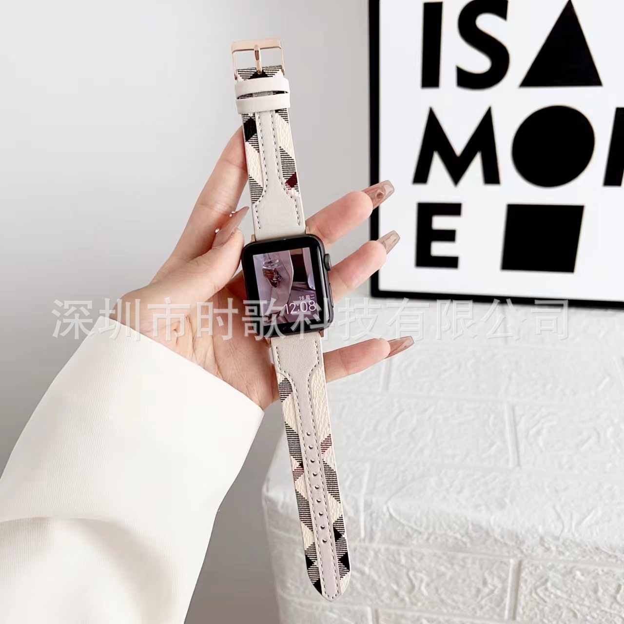 Picture of for apple watch strap genuine leather burberry appleiwatch10Ultra49MM strap wholesale factory