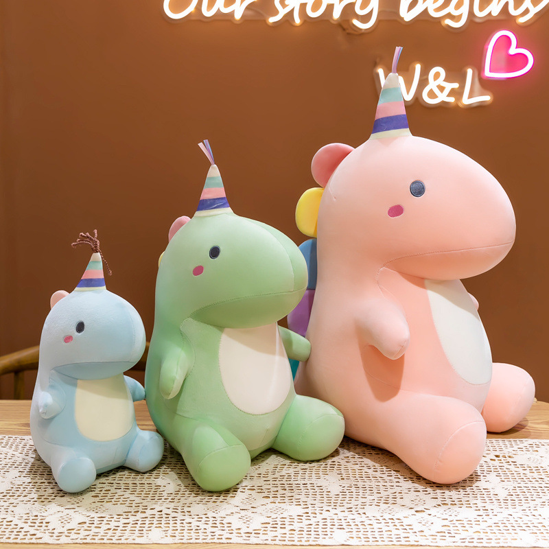 Cute Candy Color Plump down Cotton Crystal Velvet Soft Vent Dinosaur Plush Doll for Chinese Valentine's Day