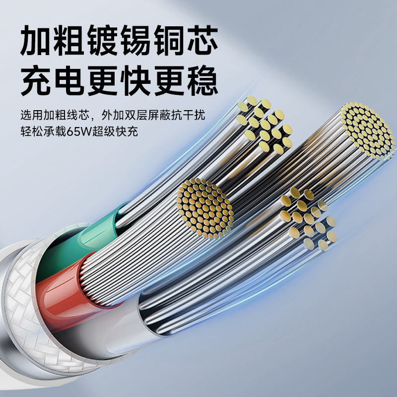 Picture of Liquid Silicone Type-C Data Cable Pd65W Dual C Port Fast Charging Cable Multi-Device Compatible with Mobile Phones and Computers