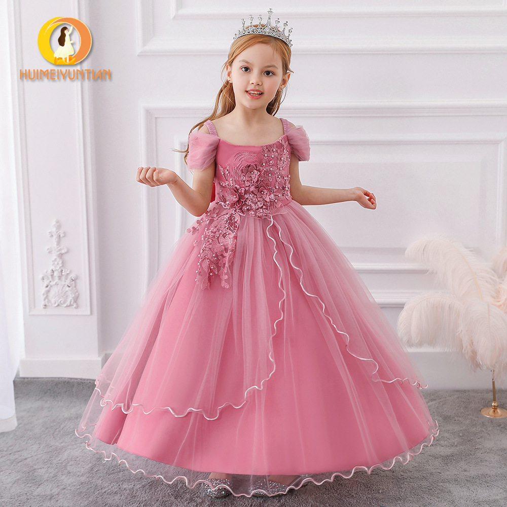 Picture of Foreign trade new girls dress three-dimensional flower dress evening dress Princess dress catwalk host performance clothing wholesale