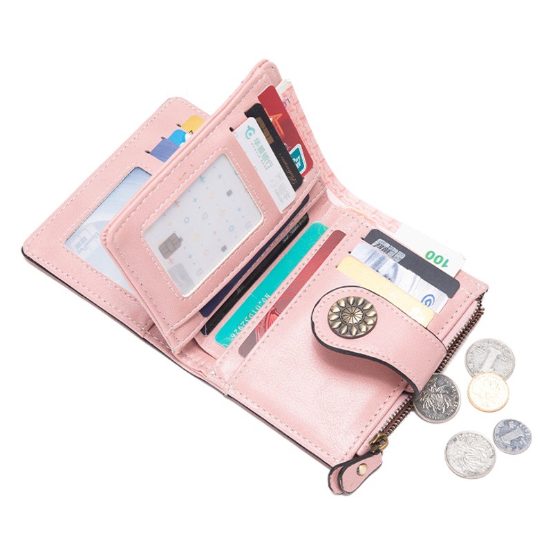 2022 New Women's Wallet Women's Short Student Korean Version Multifunctional Mini Coin Purse Driver's License Wallet
