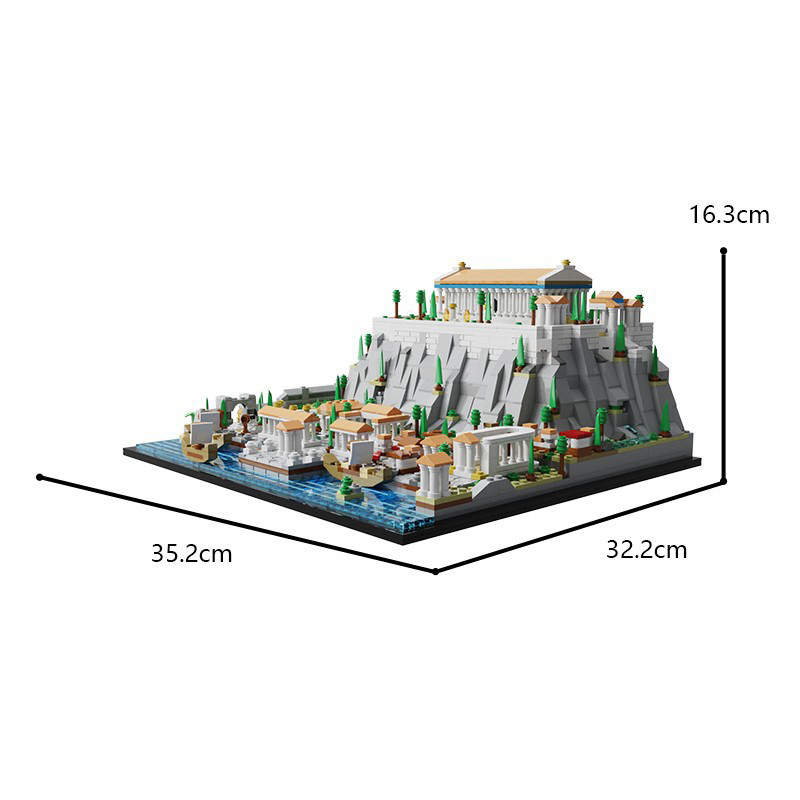 Picture of Assembled Toys Greek Ancient Architecture Acropolis Home-made Building Block Architecture Street View MOC-compatible Lego Model