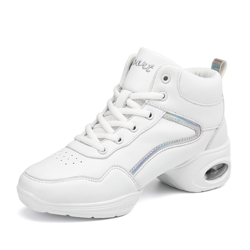Picture of New Sailor Dance Shoes Women Dance Shoes Leather Adult Soft Sole Dance Shoes Middle Heel Boots High Top Square Dance Four Seasons