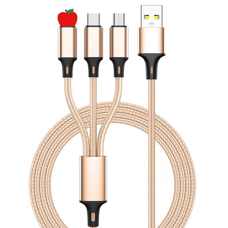 Picture of Source 120w zinc alloy machine passenger data line one drag three flash charging data line three in one super fast charging line