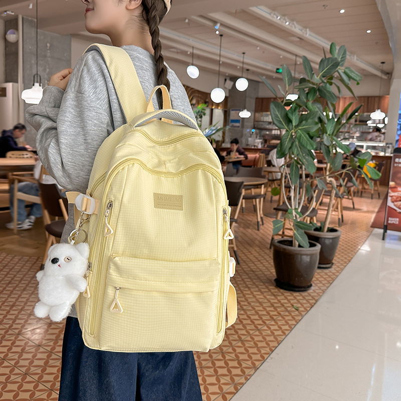Picture of Cross-border school bag 2024 new small fresh solid color beginning Senior high school student school bag candy color large capacity backpack